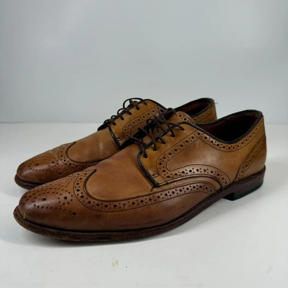 Allen Edmonds Stuttgart Men's US 11D Walnut Brown Leather Wingtip Oxford Shoes